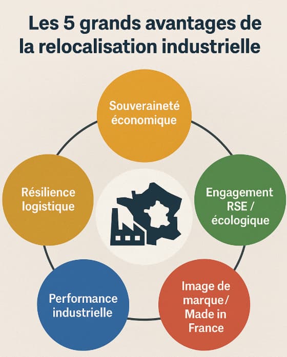 Infographie : avantages de la relocalisation industrielle