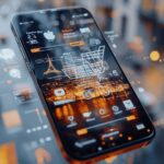 Écran de téléphone avec vue nocturne de Paris technologique