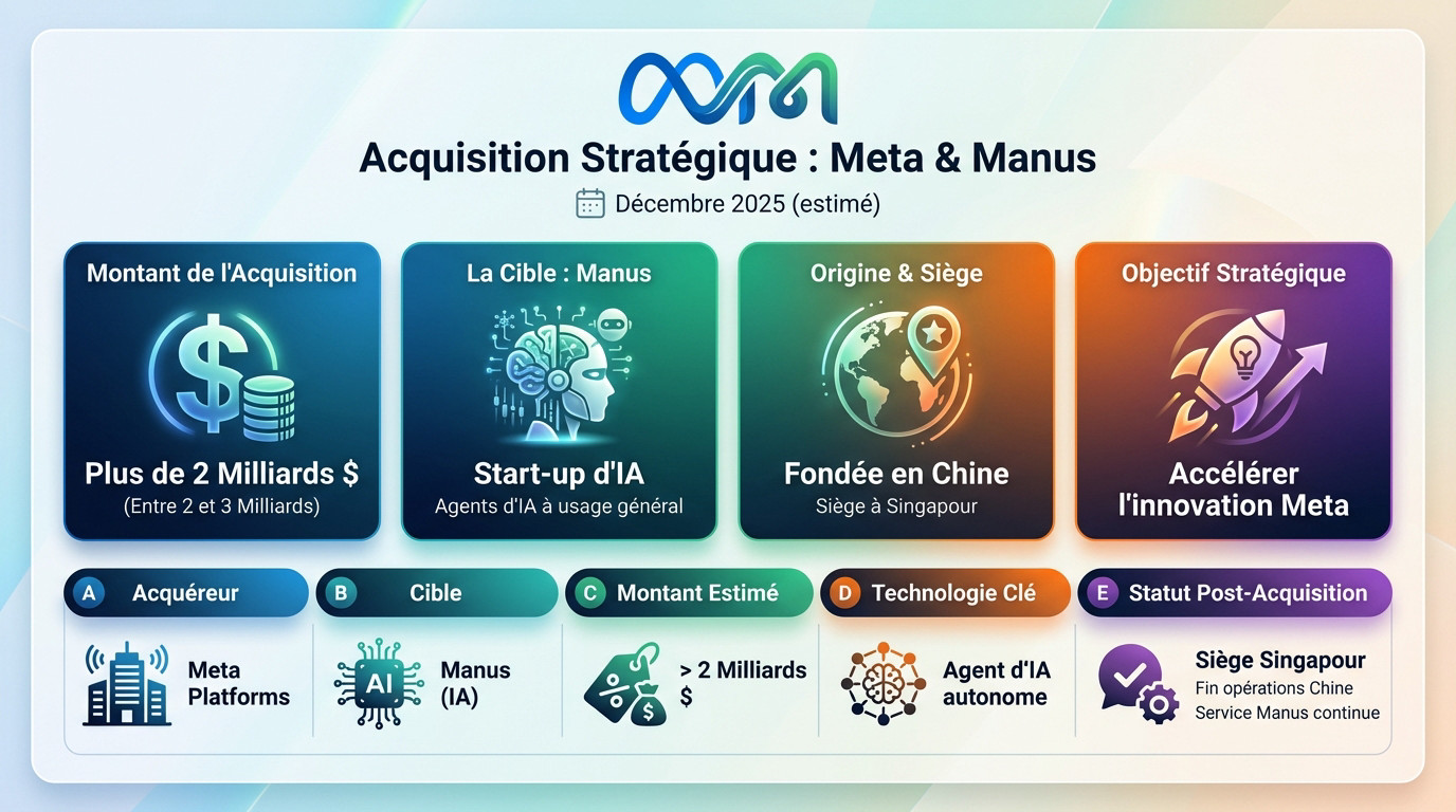 Acquisition stratégique de la start-up Manus par Meta pour plus de 2 milliards de dollars