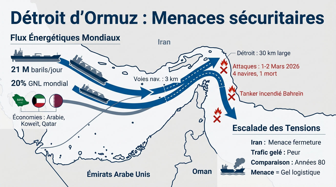 Cartographie des risques et flux pétroliers dans le détroit d'Ormuz