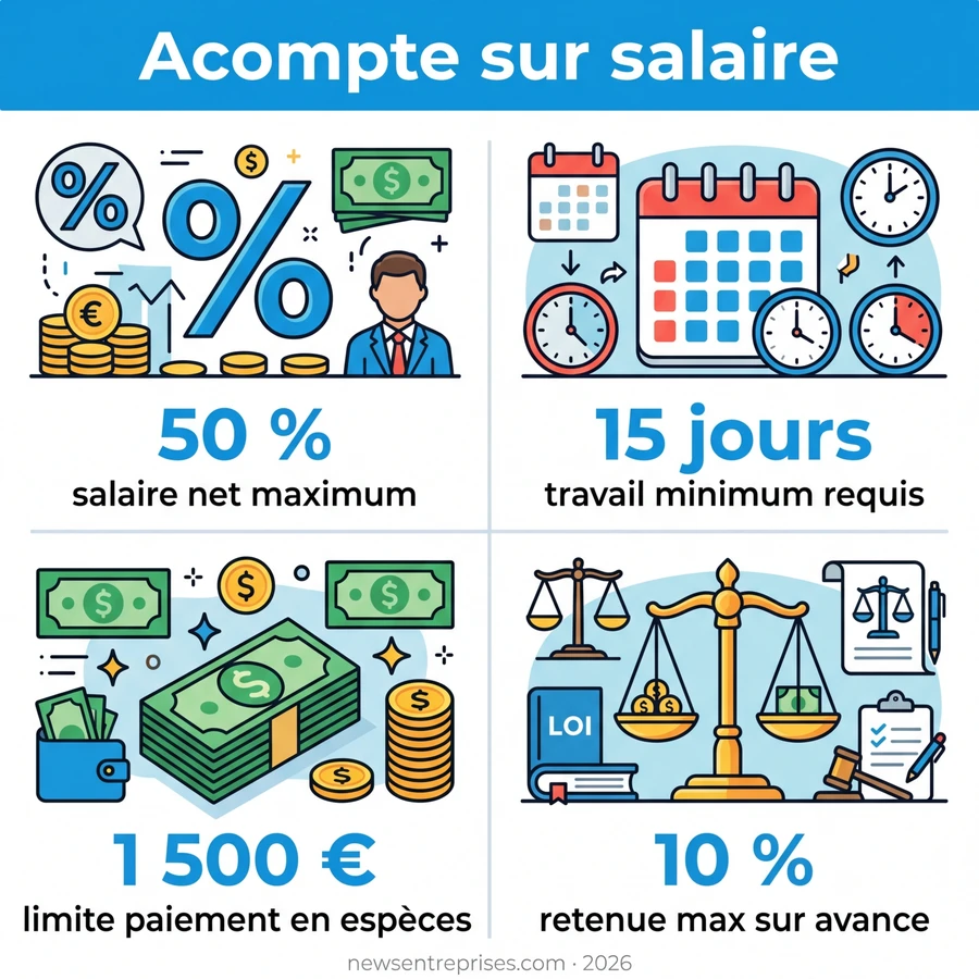 Infographie acompte sur salaire — chiffres clés