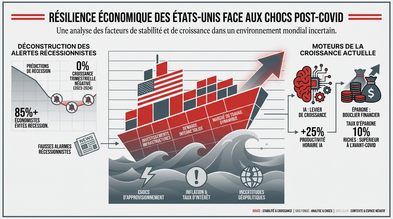 Graphique de la croissance économique américaine et résilience post-pandémie