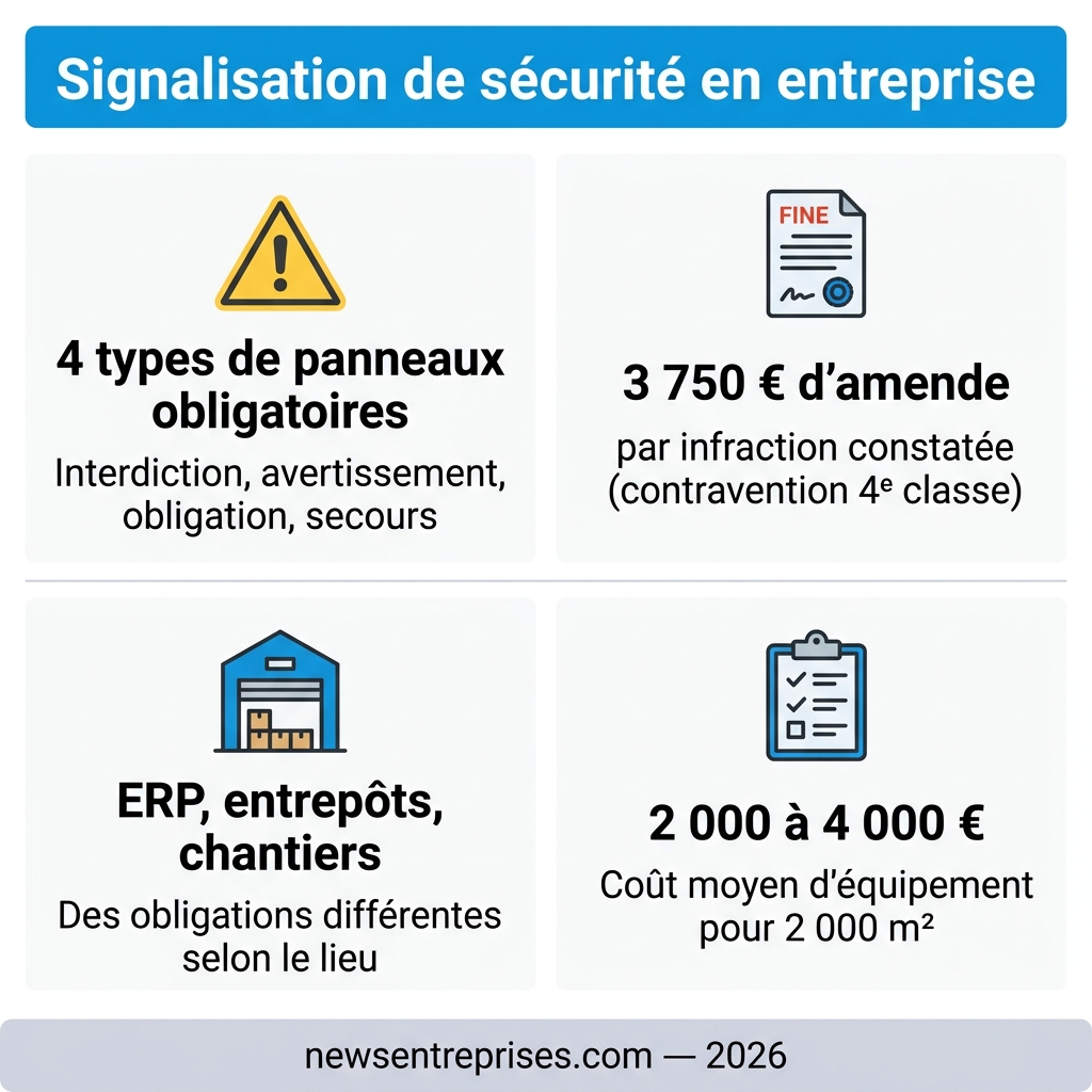 Infographie signalisation de sécurité en entreprise