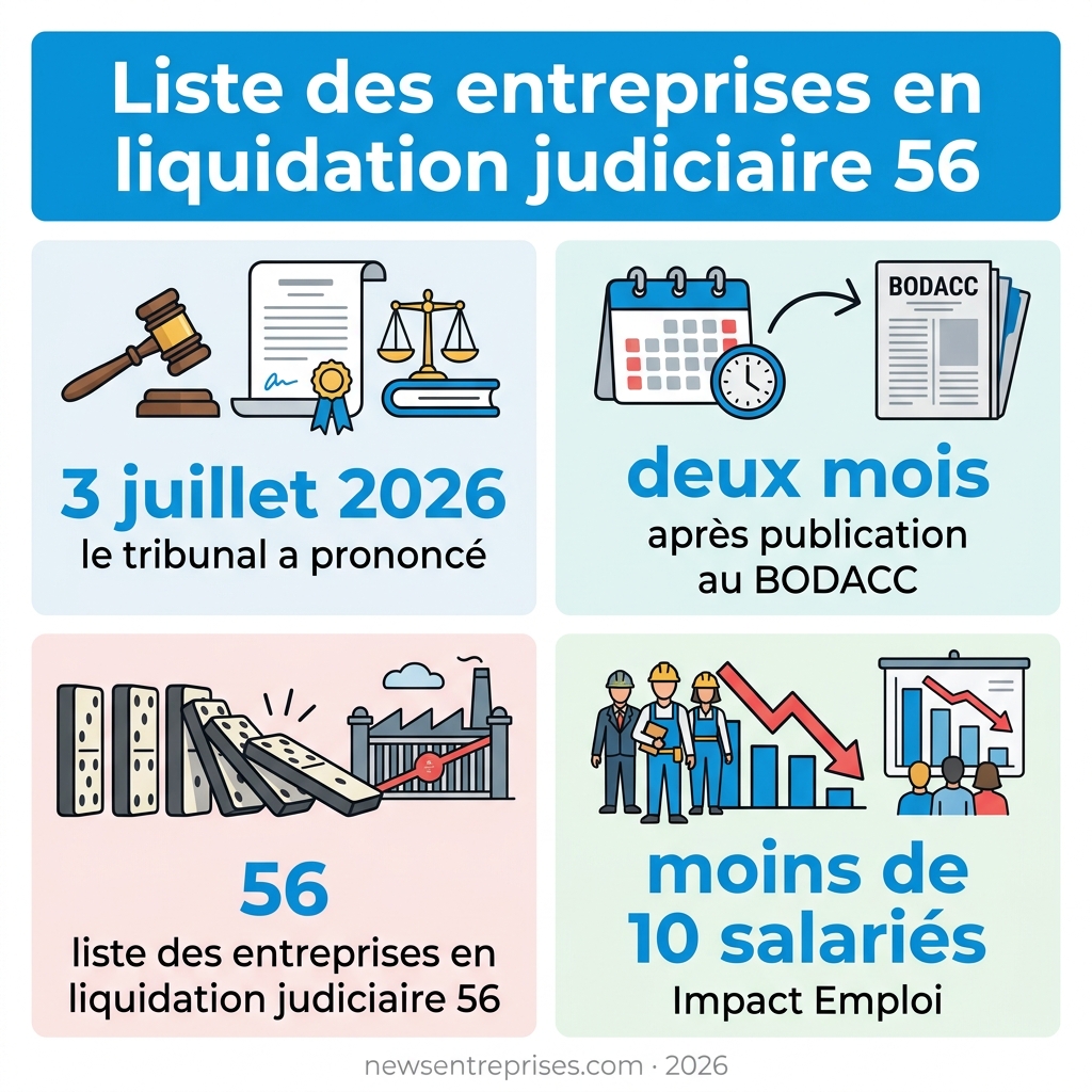 Infographie — liste des entreprises en liquidation judiciaire 56